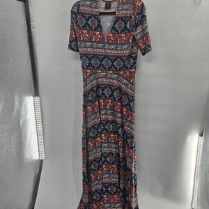 Agnes & Dora Boho Short Sleeved Maxi Dress Size Large
